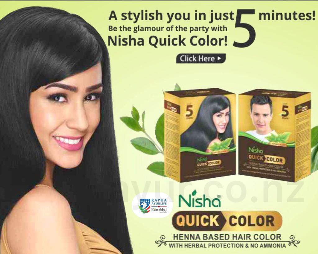 Nisha Natural Black Henna 5 Minutes Quick Hair Dye – 60 g – KOTTAKKAL  AYURVEDA NZ