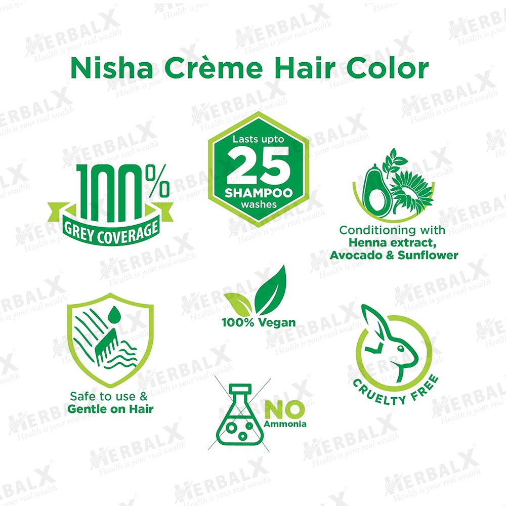 Nisha Permanent Hair Color Natural Black | Henna Extract | Silky & Shiny | 100% Grey Coverage | Ammonia Free - 60g+60ml - Image 3