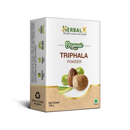 HerbalX Organic Triphala Powder | Bowel Wellness | Vitamin C | Antioxidants | Pack of 100g