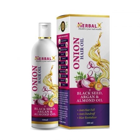 HerbalX Onion-Black Seed-Argan Hair Oil For Hair Growth | Anti Dandruff Oil 100ml