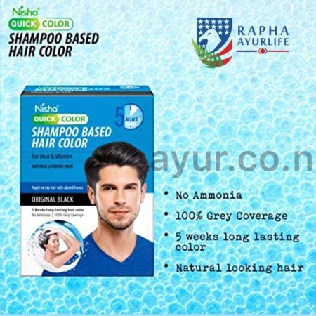 Shampoo Based Hair Color For Men & Women -Original Black, 20ML