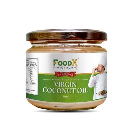 FoodX 100% Natural | Extra Virgin Coconut Oil |  No Trans Fat | Cold Pressed | 180 ml