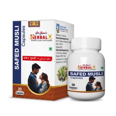 HerbalX Safed Musli Capsule | 100% Natural | 20 Vegan Capsules 500mg