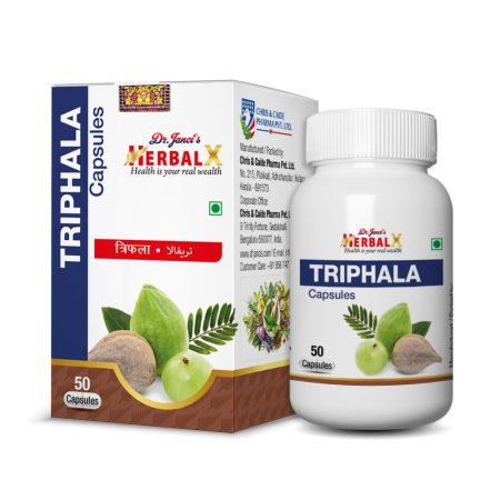 HerbalX Triphala Capsule | Bowel Wellness | Vitamin C | Antioxidants | 60 Vegan Capsules 450mg