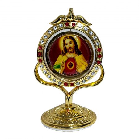 Double face Car Dashboard Stand, Jesus Car Stand, Christian Car Stand, Office Study Table Stand - Jesus & Mother Mary, Weight:70 g