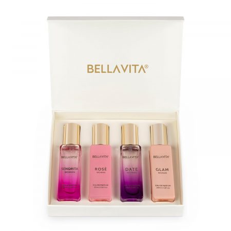 Bella Vita Luxury Perfume Set for Women | Gifts for Woman | Long Lasting EDP 4x20ml | Floral & Fruity Fragrance | Date, Senorita, Glam, Rose