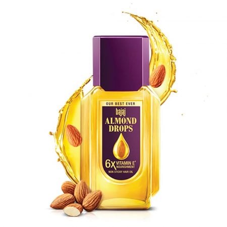 Bajaj Almond Drops Hair Oil | 6X Vitamin E Nourishment | Light and Non-Sticky | Hair Fall Control - 95ml