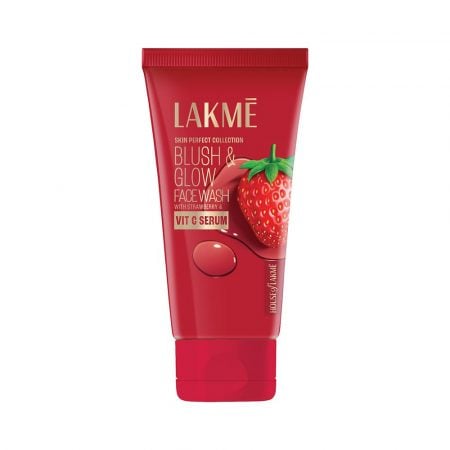 Lakme Blush & Glow Strawberry Gel Face Wash | For Glowing Skin | Daily Gentle Exfoliating Facial Cleanser - 100 g
