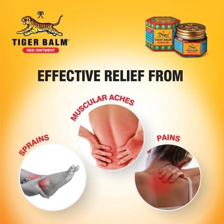 Tiger Balm Red Ointment | Ayurvedic Pain Relief Balm | For Fast Effective Relief fromJoint Pain, Back Pain, Body Pain, Knee Pain, Muscular Ache & Sprain - 9ml